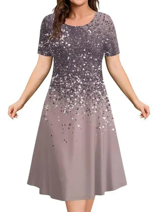 Women's Christmas Dress | Midi A-Line Round Neckline Short Sleeve