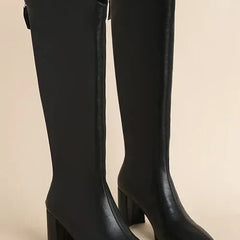 Women's Thigh High Boots | Pointed Toe Block Heel Zip Closure