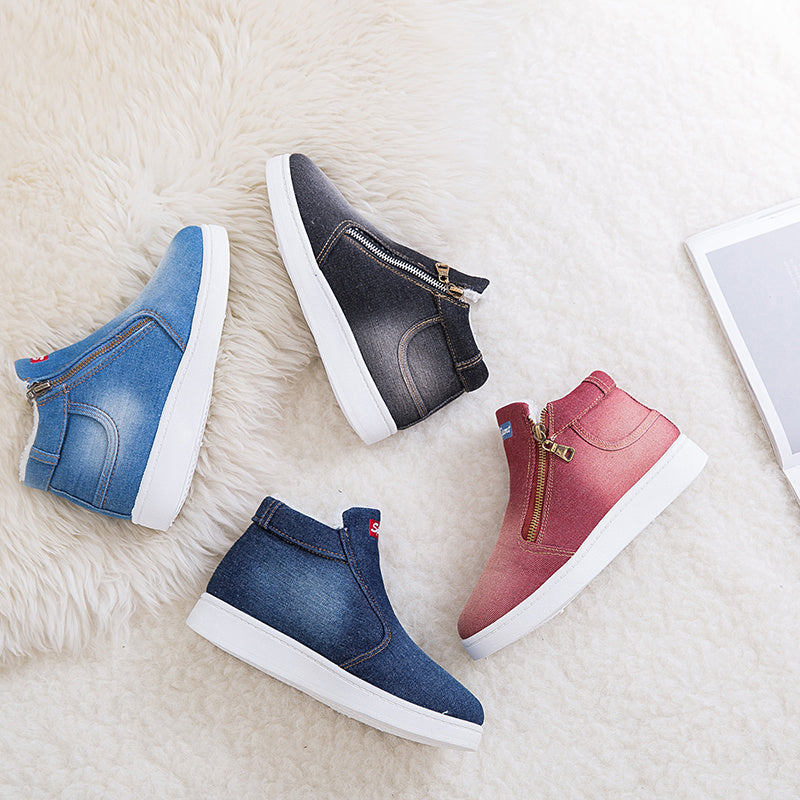 Women's Ankle Bootie | Round Toe Fleece Lined Zip Closure