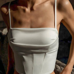 Women's Corset Top | Square Neckline Camisole Satin Sleeveless