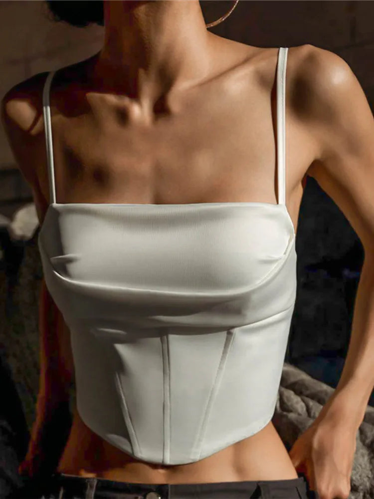 Women's Corset Top | Square Neckline Camisole Satin Sleeveless
