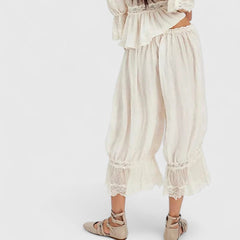Women's Lace Pants | Midi Length Balloon Leg Linen