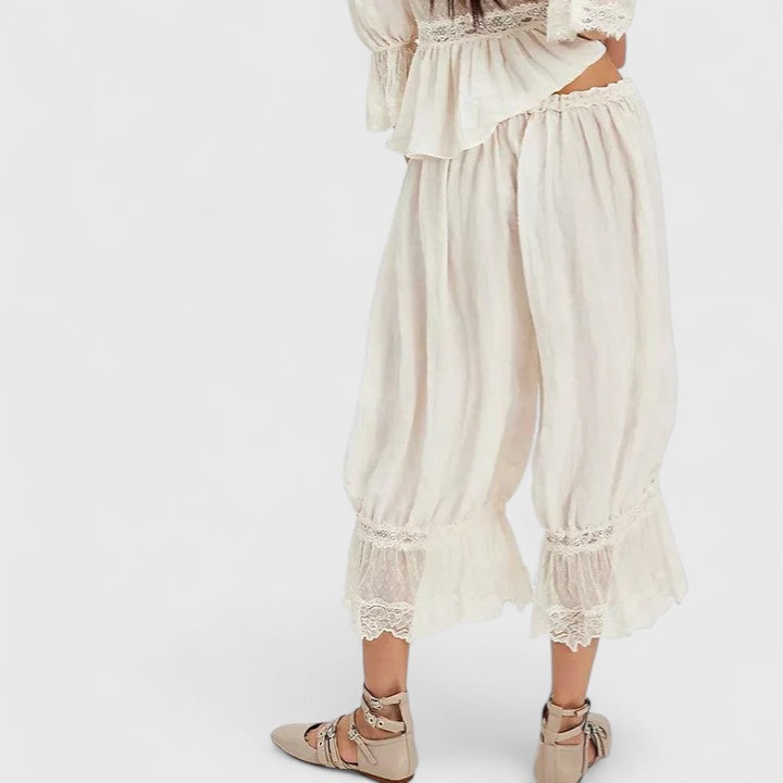Women's Lace Pants | Midi Length Balloon Leg Linen