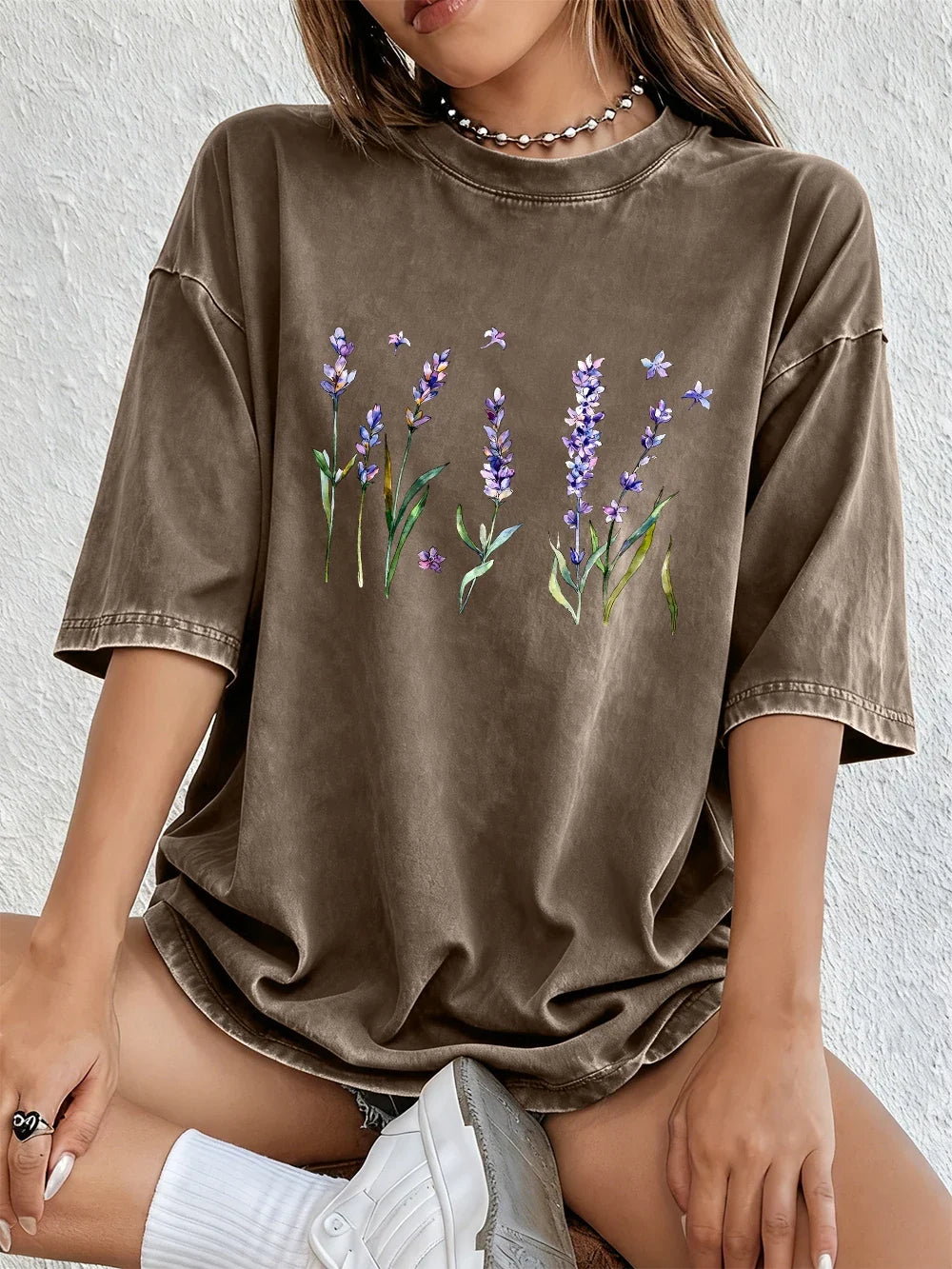 Women's T Shirt | Oversized Relaxed Fit Crew Neck Short Sleeve