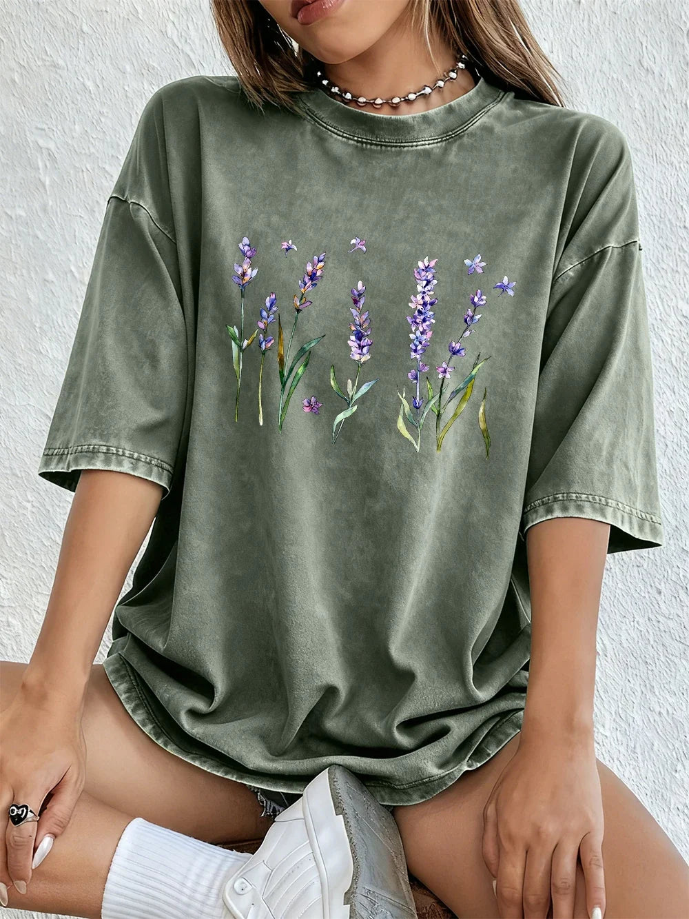 Women's T Shirt | Oversized Relaxed Fit Crew Neck Short Sleeve