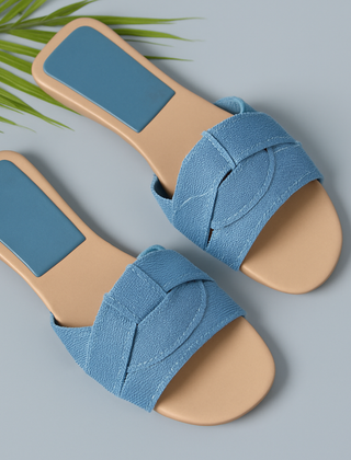 Women's Slide | Padded Criss-Cross Square Toe Flat