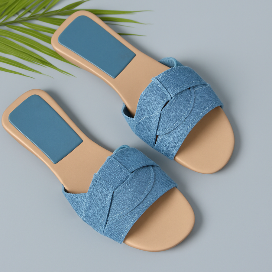 Women's Slide | Padded Criss-Cross Square Toe Flat