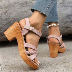 Women's Platform Sandals | Braided Straps Ankle Buckle Open Toe