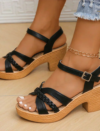 Women's Platform Sandals | Braided Straps Ankle Buckle Open Toe
