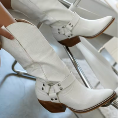 Women's Cowboy Boots | Cow Print Pointed Toe Block Heel