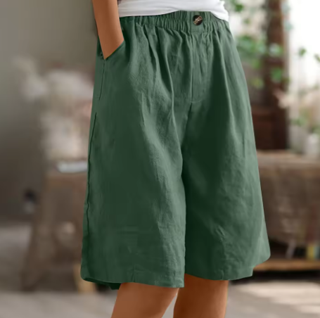 Women's Shorts | Elastic Waist Relaxed Fit Mid-Thigh