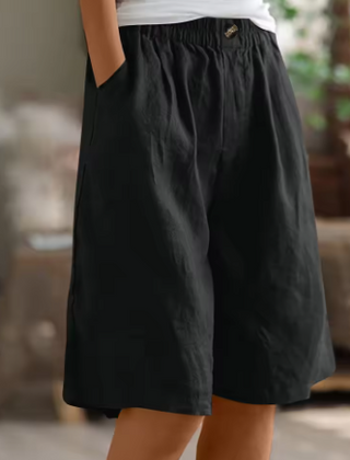 Women's Shorts | Elastic Waist Relaxed Fit Mid-Thigh