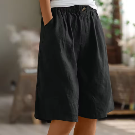 Women's Shorts | Elastic Waist Relaxed Fit Mid-Thigh