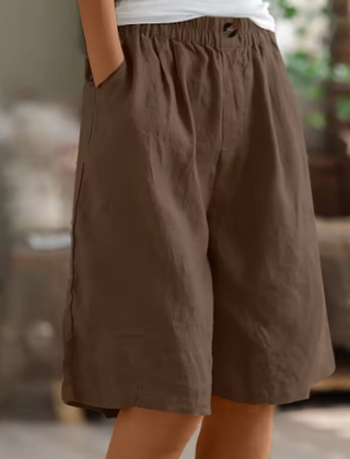 Women's Shorts | Elastic Waist Relaxed Fit Mid-Thigh