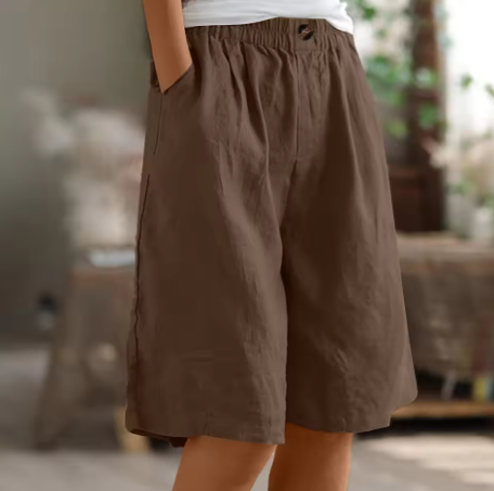 Women's Shorts | Elastic Waist Relaxed Fit Mid-Thigh
