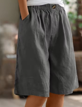 Women's Shorts | Elastic Waist Relaxed Fit Mid-Thigh