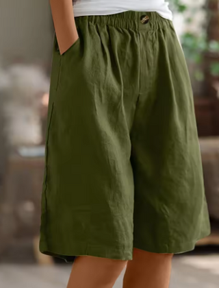 Women's Shorts | Elastic Waist Relaxed Fit Mid-Thigh