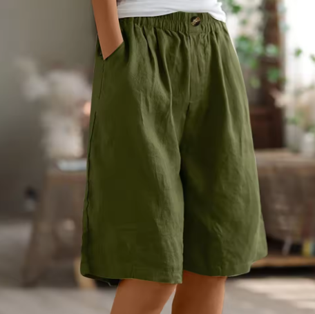 Women's Shorts | Elastic Waist Relaxed Fit Mid-Thigh
