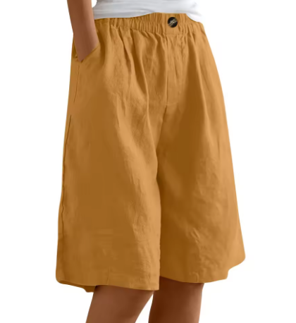 Women's Shorts | Elastic Waist Relaxed Fit Mid-Thigh