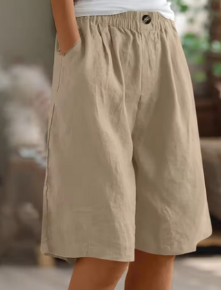Women's Shorts | Elastic Waist Relaxed Fit Mid-Thigh