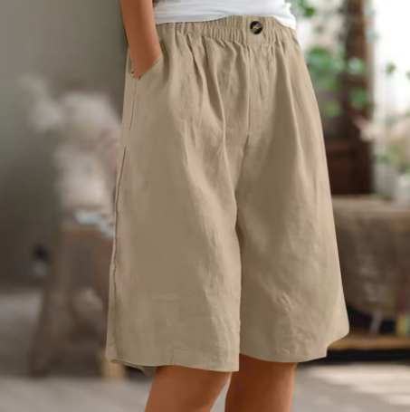 Women's Shorts | Elastic Waist Relaxed Fit Mid-Thigh