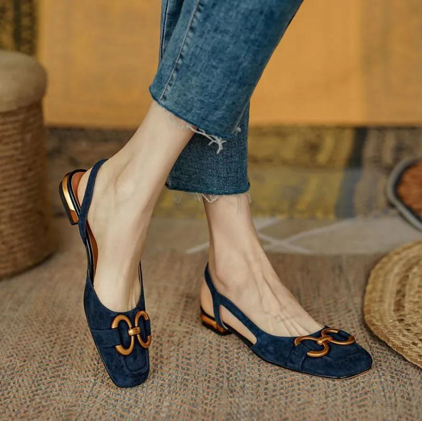 Women's Ballet Flats | Slingback Strap Suede Low Heel