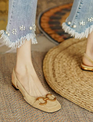 Women's Ballet Flats | Slingback Strap Suede Low Heel