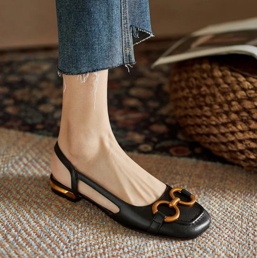 Women's Ballet Flats | Slingback Strap Suede Low Heel