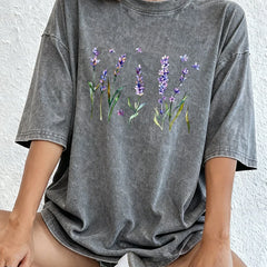 Women's T Shirt | Oversized Relaxed Fit Crew Neck Short Sleeve