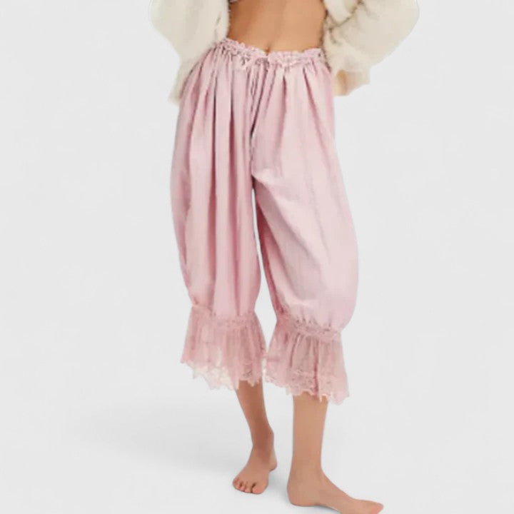 Women's Lace Pants | Midi Length Balloon Leg Linen