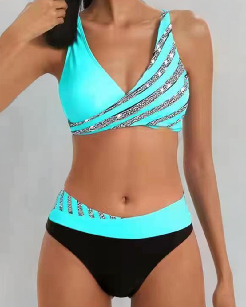 Women's Bikini | Wrap Neckline Printed Strappy