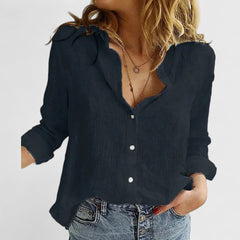 Soren | White Linen Shirt Women Button Down Elegant Loose Fit 0