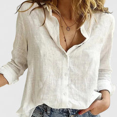 Soren | White Linen Shirt Women Button Down Elegant Loose Fit 1