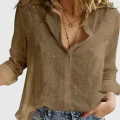 Soren | White Linen Shirt Women Button Down Elegant Loose Fit 3