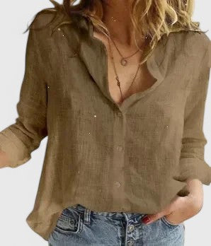 Soren | White Linen Shirt Women Button Down Elegant Loose Fit 3