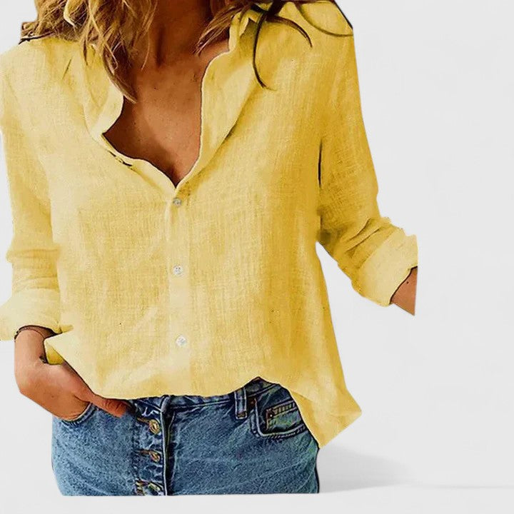 Soren | White Linen Shirt Women Button Down Elegant Loose Fit 5