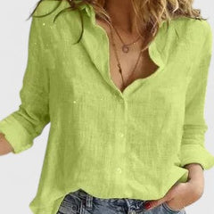 Soren | White Linen Shirt Women Button Down Elegant Loose Fit 6