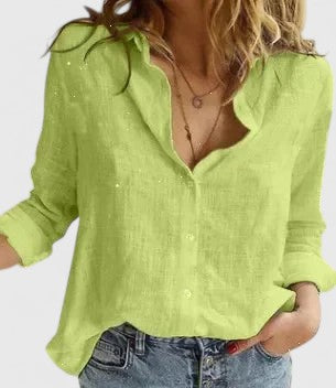 Soren | White Linen Shirt Women Button Down Elegant Loose Fit 6
