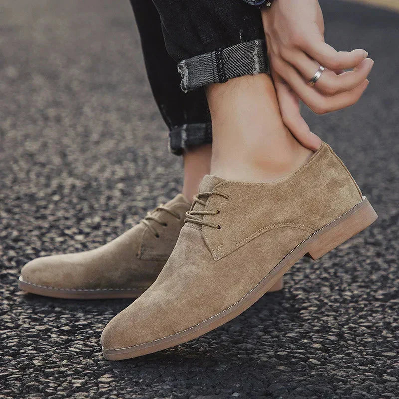 Men's Lace-Up Shoe | Suede Oxford Round Toe Flat