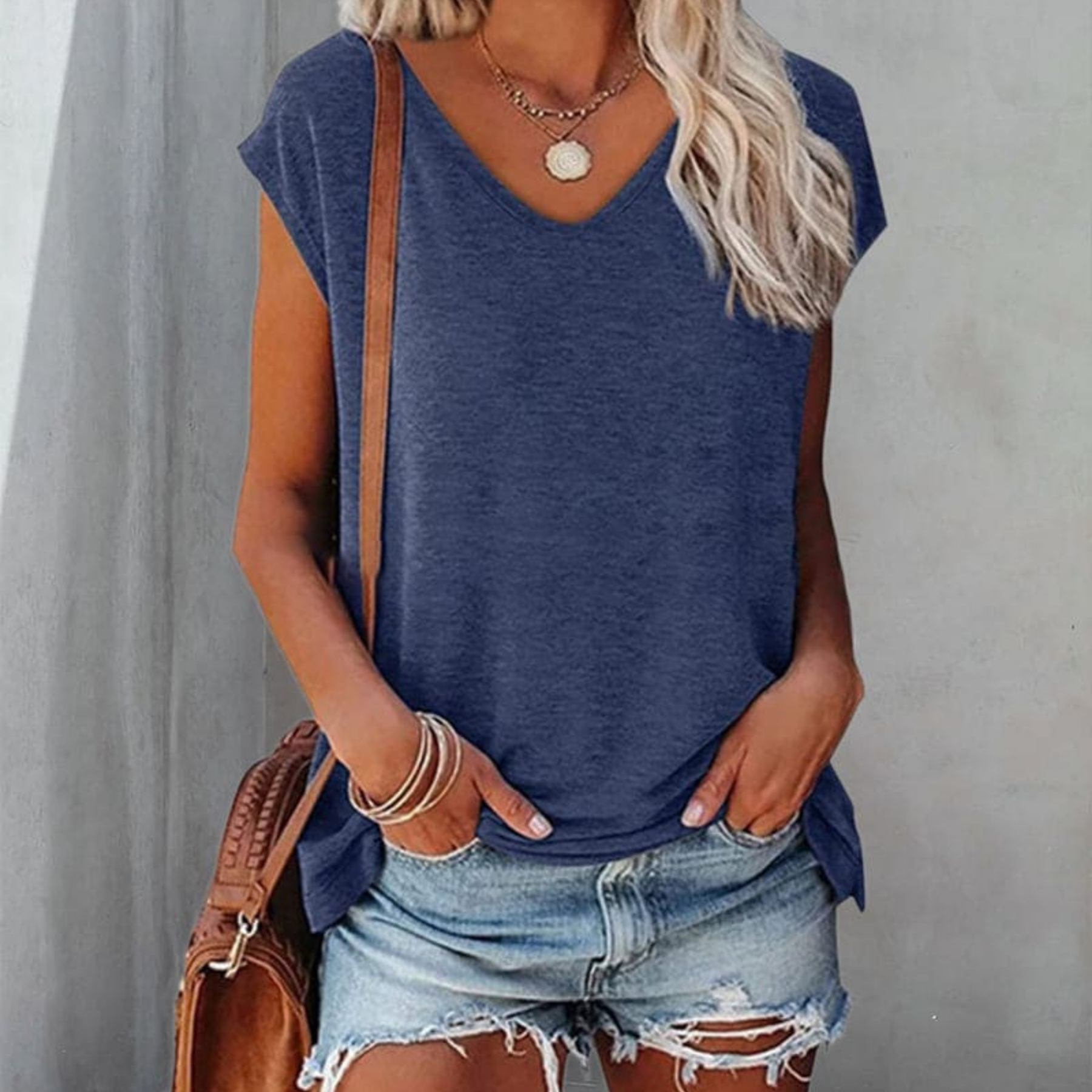 Women's T Shirt | V-Neck Short Sleeve Cotton