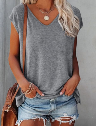 Women's T Shirt | V-Neck Short Sleeve Cotton