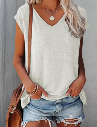 Women's T Shirt | V-Neck Short Sleeve Cotton