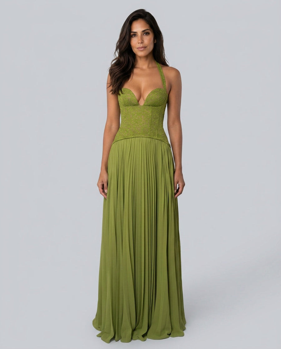 Women's New Year Dress | Sweetheart Neckline Sleeveless Maxi Pleated