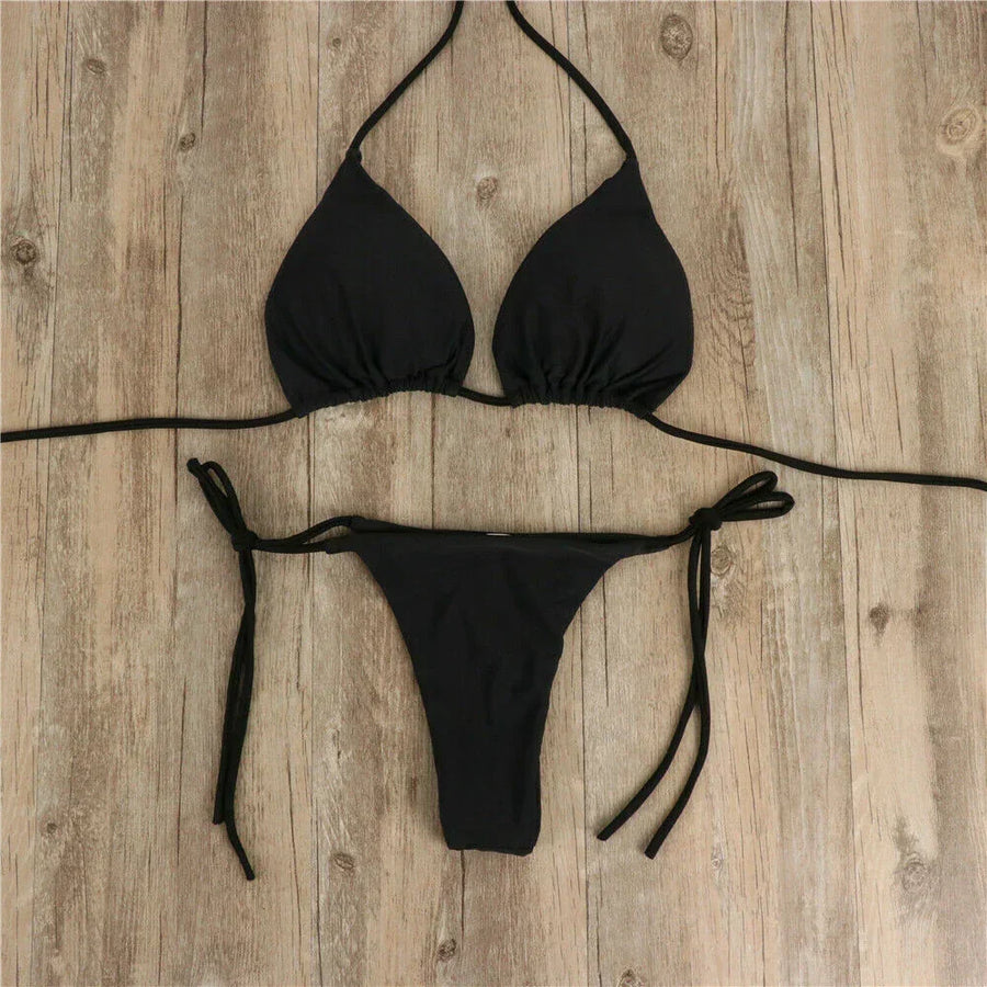 Triangle Top String Bikini Set - Tracy