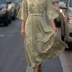 Women's Floral Dress | Midi Length Wrap Closure Flutter Sleeve