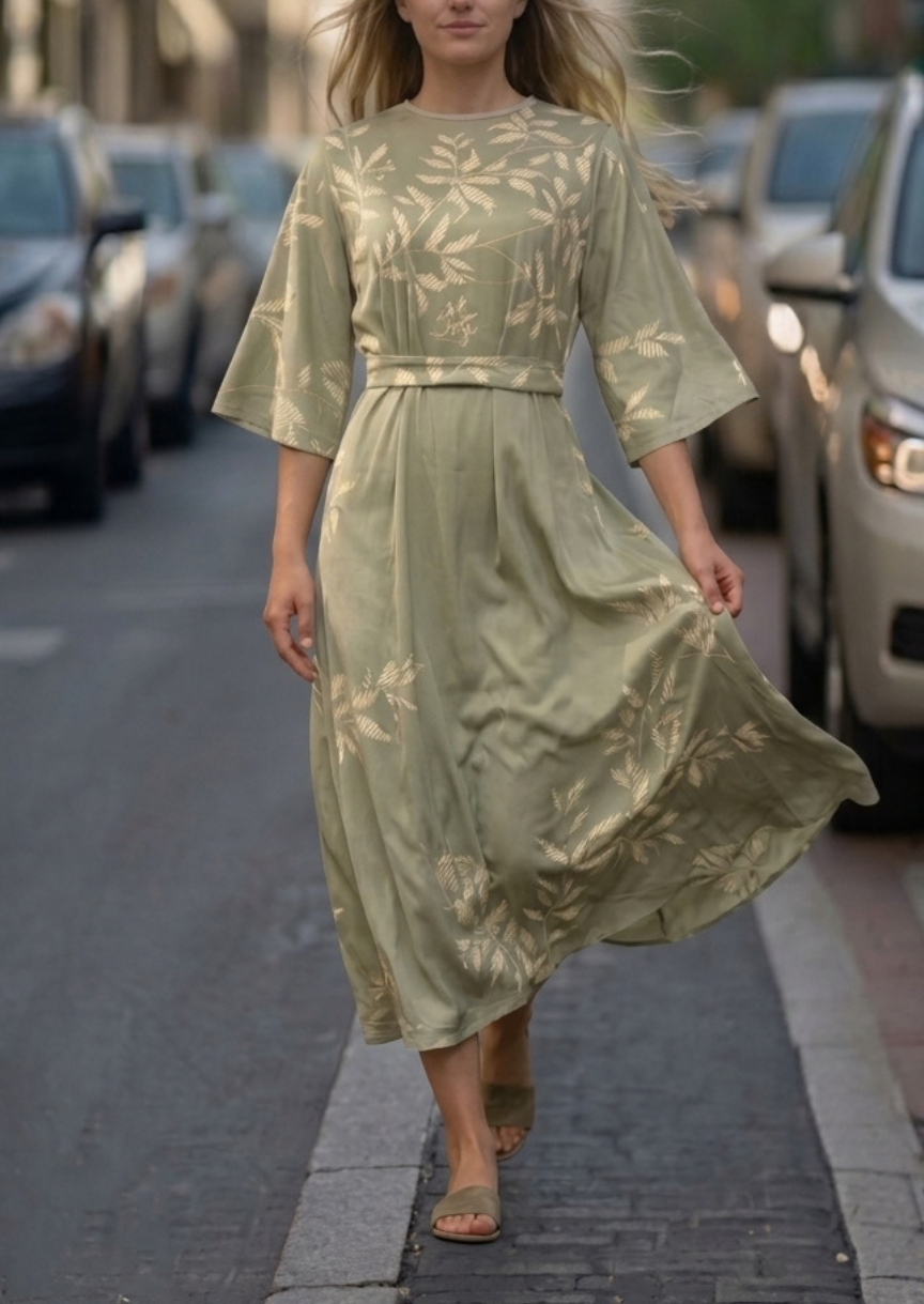 Women's Floral Dress | Midi Length Wrap Closure Flutter Sleeve