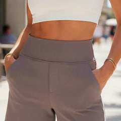 Women's Bermuda Shorts | High Waist Tailored Flat Front Pockets