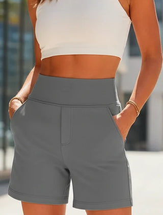 Women's Bermuda Shorts | High Waist Tailored Flat Front Pockets