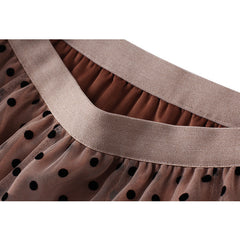 Women's Polka Dot Skirt | Midi Length A-Line Tulle Elastic Waist