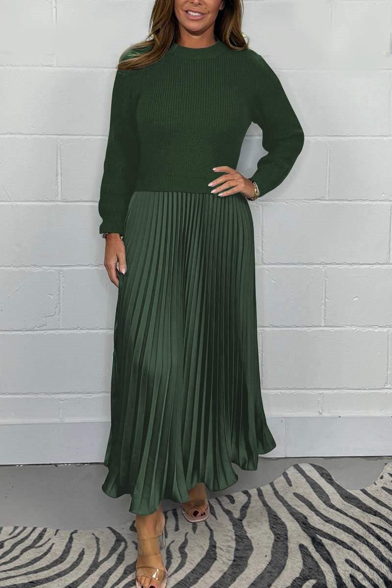 Women's Maxi Skirt | Knit Sweater Top Pleated Maxi